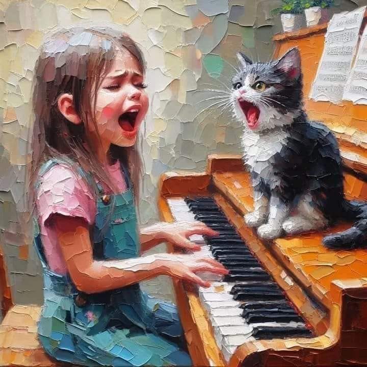 girl and cat